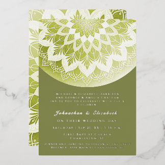 Invitation En Aluminium Mandala de mariage à dentelle verte
