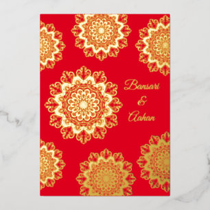 Invitation En Aluminium Mandala mariage d'or hindou