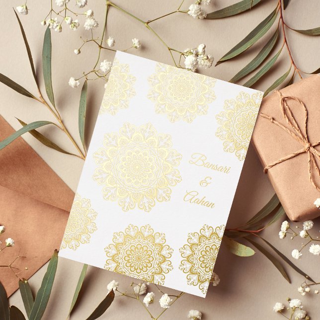 Invitation En Aluminium Mandala mariage d'or hindou (Créateur téléchargé)