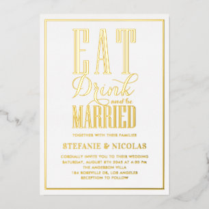 Invitation En Aluminium Manger, Boire et être Marié Typographie Mariage