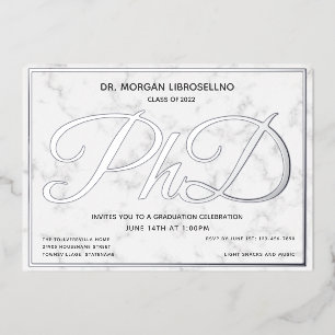 Invitation En Aluminium Marble Silver White Doctorat