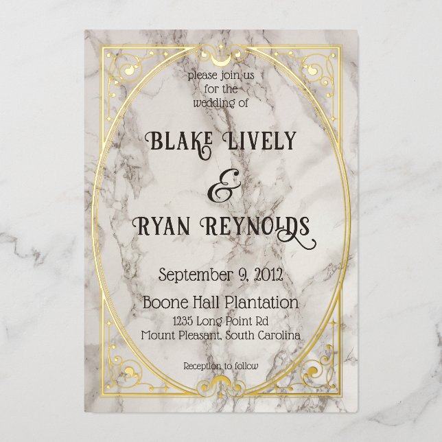 Invitation En Aluminium Marbre Art Nouveau (Recto)