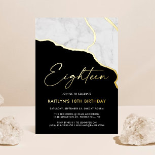 Invitation En Aluminium Marbre géométrique élégant pour 18e anniversaire r