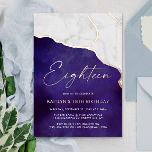Invitation En Aluminium Marbre géométrique élégant pour 18e anniversaire r