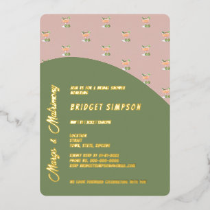 Invitation En Aluminium margs verts sauge et douche matrimoniale