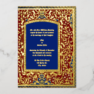 Invitation En Aluminium Mariage à cadre fleuri de style médiéval éclairé