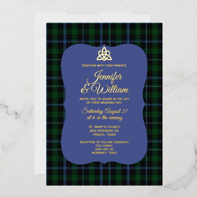 Invitation En Aluminium Mariage à carreaux tartan du clan Murray (Enveloppe)