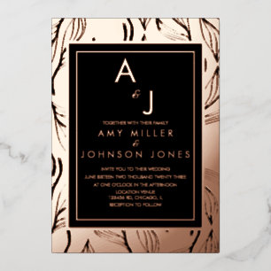 Invitation En Aluminium Mariage à feuilles de feuillage botanique pressé