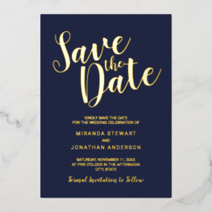 Invitation En Aluminium Mariage à l'Écriture Moderne Économisez la Date Na