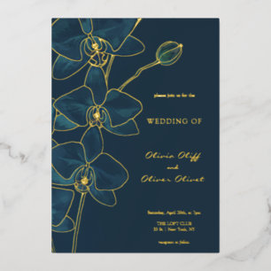 Invitation En Aluminium Mariage à l'Orchidée Bleue Douce