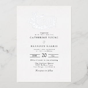 Invitation En Aluminium Mariage à monogramme bordé sophistiqué