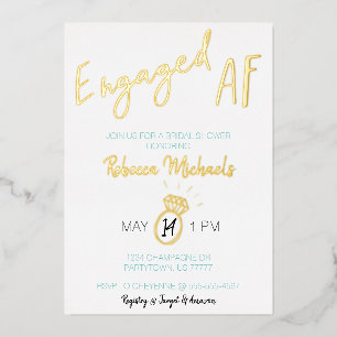 Invitation En Aluminium Mariage AF Or Métallisé Écriture Fête de Fiançaill