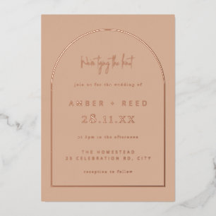 Invitation En Aluminium Mariage Arche Moderne Rose Blush Or Réel
