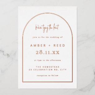 Invitation En Aluminium Mariage Arche Moderne Rose Gold Feuille 
