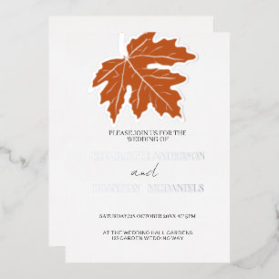 Invitation En Aluminium Mariage Argent de feuille d'érable d'automne orang