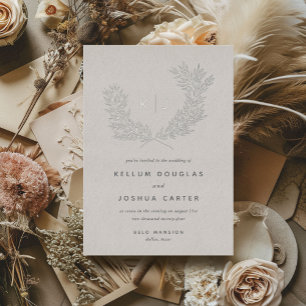 Invitation En Aluminium Mariage Argent Monogramme Distingué