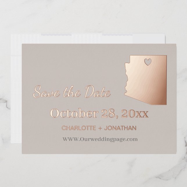 Invitation En Aluminium Mariage Arizona Enregistrer La Date Rose Or (Enveloppe)
