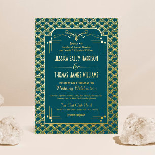 Invitation En Aluminium Mariage Art Déco Gatsby Vintage des Années 1920 Ré