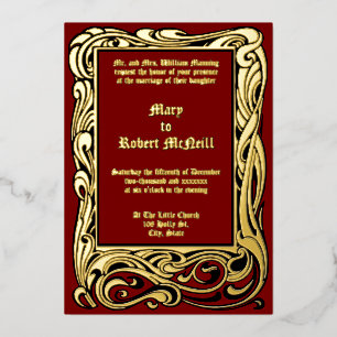 Invitation En Aluminium Mariage Art nouveau ère victorienne 1901 Feuillage