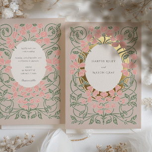 Invitation En Aluminium Mariage Art Nouveau Fleurissant d'Amour