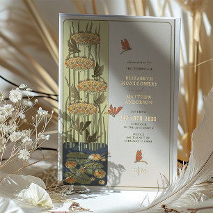 Invitation En Aluminium Mariage Art Nouveau Libellule et Fleurs
