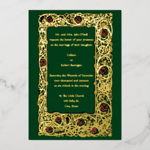 Invitation En Aluminium Mariage Art Nouveau Rose Vigne & Trèfle Bordure