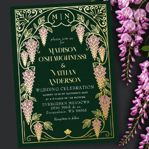 Invitation En Aluminium Mariage Art Nouveau Vintage Wisteria Rose