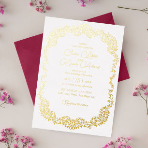 Invitation En Aluminium Mariage Artistique Botanique Floral Paisley Luxueu