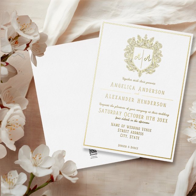 Invitation En Aluminium Mariage au blason monogrammé (Créateur téléchargé)