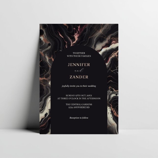 Invitation En Aluminium Mariage au marbre sombre Humeur & Luxe Élégance d' (Créateur téléchargé)