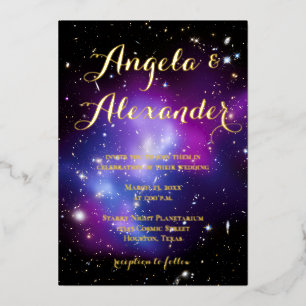 Invitation En Aluminium Mariage au Planétarium de l'Amas de Galaxies Pourp