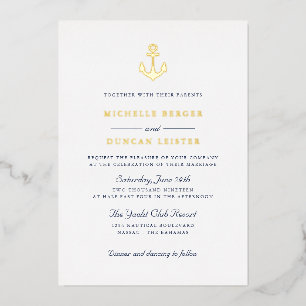 Invitation En Aluminium Mariage au Yacht Club Classique Nautical Blue Anch