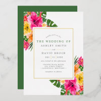 Mariage aux feuilles de palmier florales d'Hibiscu