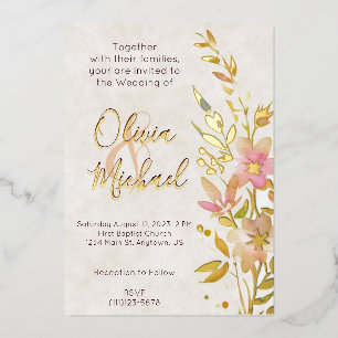 Invitation En Aluminium Mariage aux fleurs sauvages naturelles