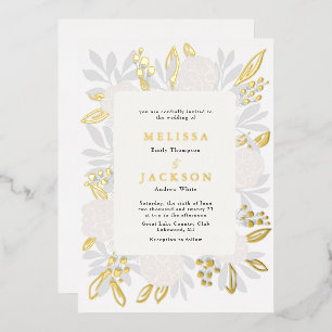 Invitation En Aluminium Mariage aux Roses Crème