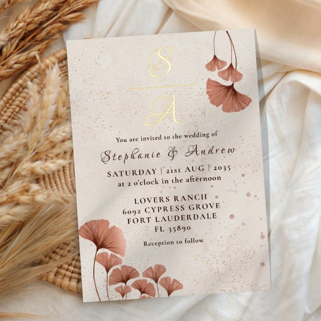 Invitation En Aluminium Mariage avec Monogramme en Terracotta Rustique & O (Créateur téléchargé)