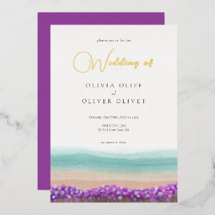 Invitation En Aluminium Mariage Azure Coast en Fleurs
