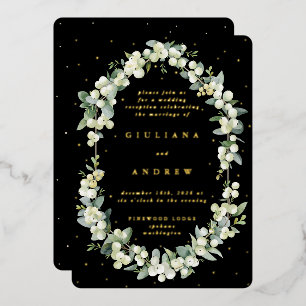 Invitation En Aluminium Mariage Baie de sureau + Eucalyptus Réception seul