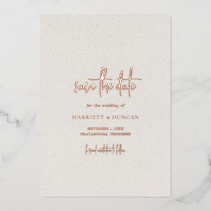 Invitation En Aluminium Mariage beige neutre intemporel Sauvegarder la dat