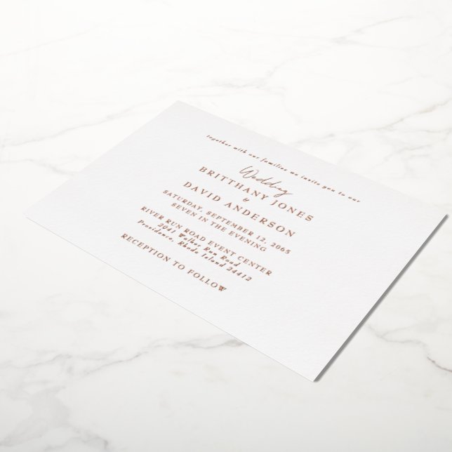 Invitation En Aluminium Mariage Blanc Ensemble Avec .. Feuille D'or Rose  (Rotation)