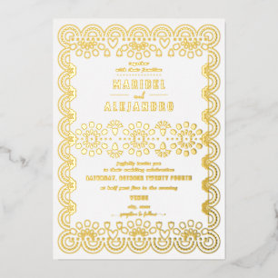 Invitation En Aluminium Mariage Blanc Floral à Découpe en Forme de Papel P