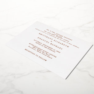Invitation En Aluminium Mariage blanc One Venue Rose Gold Foil