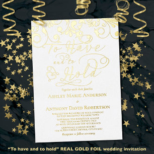 Invitation En Aluminium Mariage Blanc Or Réel Feuille À Avoir Et À Tenir C