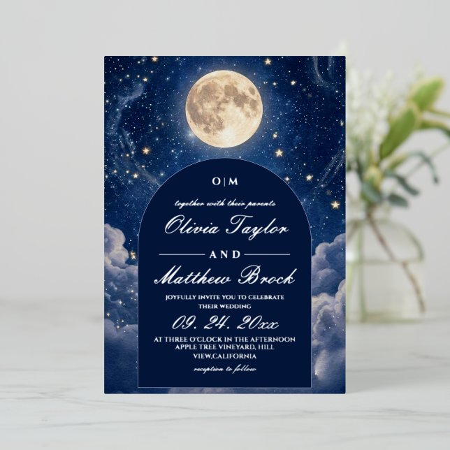 Invitation En Aluminium Mariage Bleu Céleste  (Debout devant)