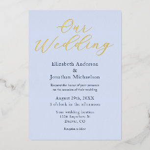 Invitation En Aluminium Mariage bleu opulent