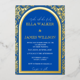Invitation En Aluminium Mariage Bleu Royal Arc Régal (clair)