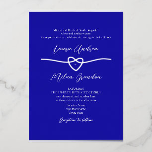 Invitation En Aluminium Mariage bleu royal en argent