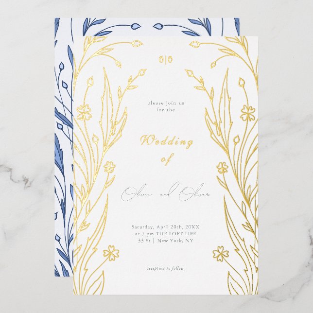 Invitation En Aluminium Mariage Blue Buttercup (Recto/Verso)