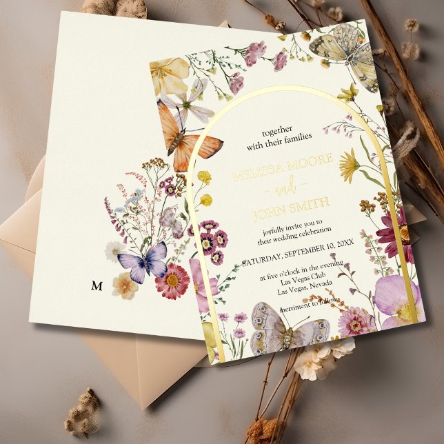 Invitation En Aluminium Mariage Bohème aux Fleurs Sauvages (Créateur téléchargé)