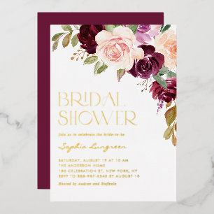 Invitation En Aluminium Mariage Bohème avec Fleurs Bourgeon et Pêche pour